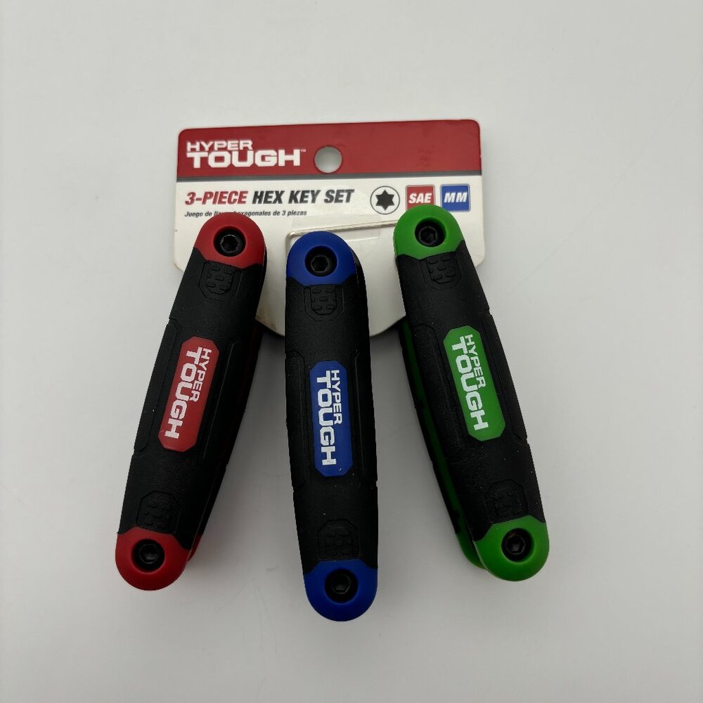 Hyper Tough 3 Piece Folding Hex Key Set, SAE Metric Star Tools NEW
